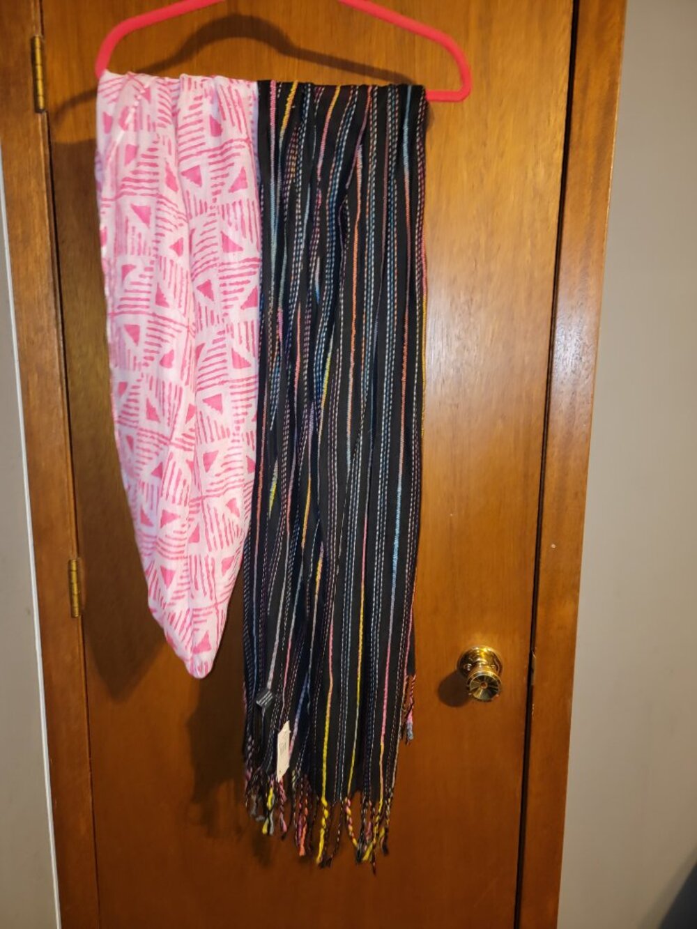 Vanity BOGO Scarf Black Fringe Hot Pink White Infinity Scarves Wrap LOT